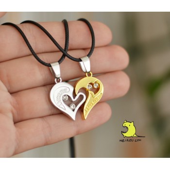 Кулон парный для влюбленных "I love you. Silver. Gold" Цена за 1 пару